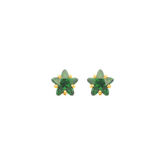 22K Gold Green Starburst Stud Earrings